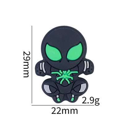 20pcs Silicone Focal Beads Green Alien Character Halloween Theme 6