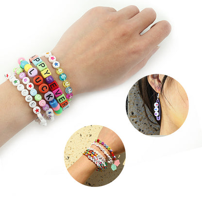 100pcs Letter Acrylic Beads Transparent Candy Color DIY Bracelet Making 5