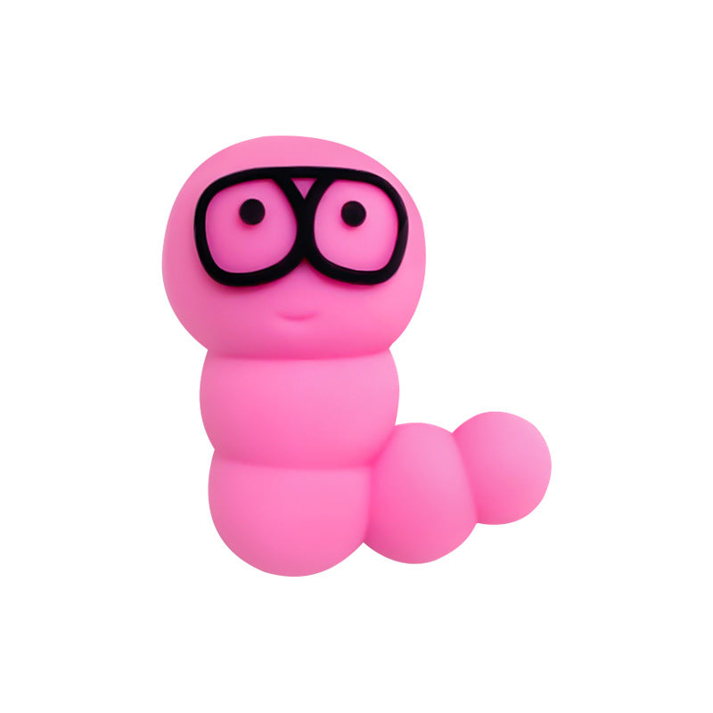 20Pcs Silicone 3D Focal Beads Cute Caterpillar Wearing Glasses 6