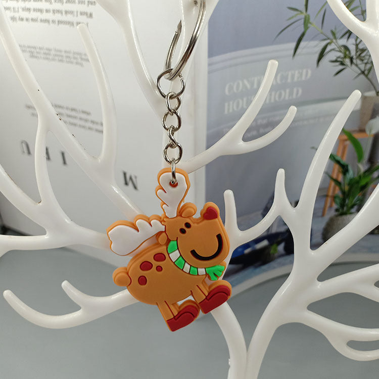 Cartoon Christmas Silicone Keychain Holiday Gift Charm Set 6