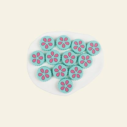 Silicone Focal Beads Petal Round Cookie Cutout Center 12