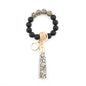 Silicone Bead Wristlet Keychain with Wooden Hexagon Bead Tassel 18
