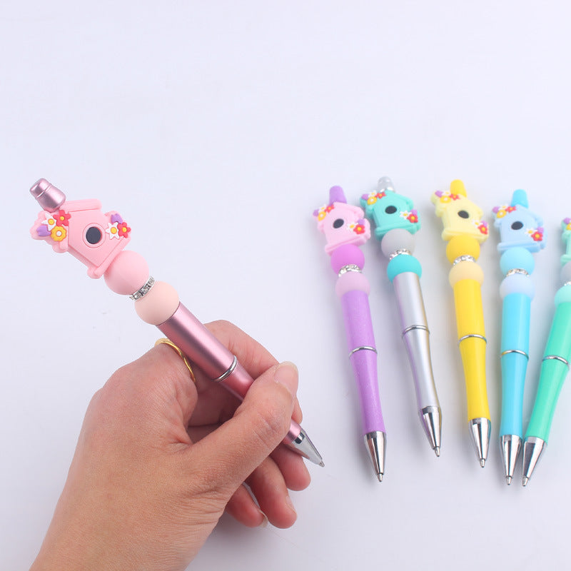 Flower Vase Room Silicone Beaded Pens Colorful Handmade Office Pen 3