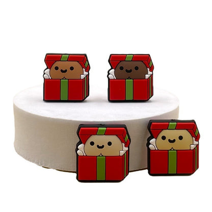 20pcs Silicone Focal Beads Christmas Gift Box Cartoon Design 5