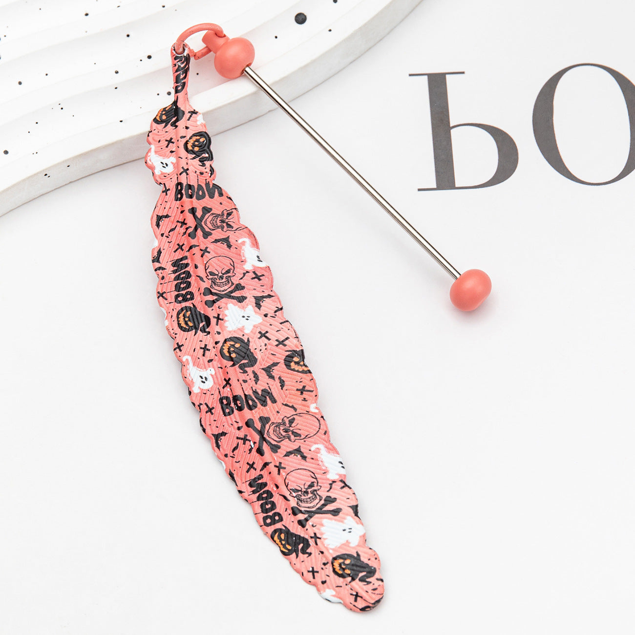 Halloween Christmas Feather Beadable Bookmark Metal DIY Craft Supplies 17