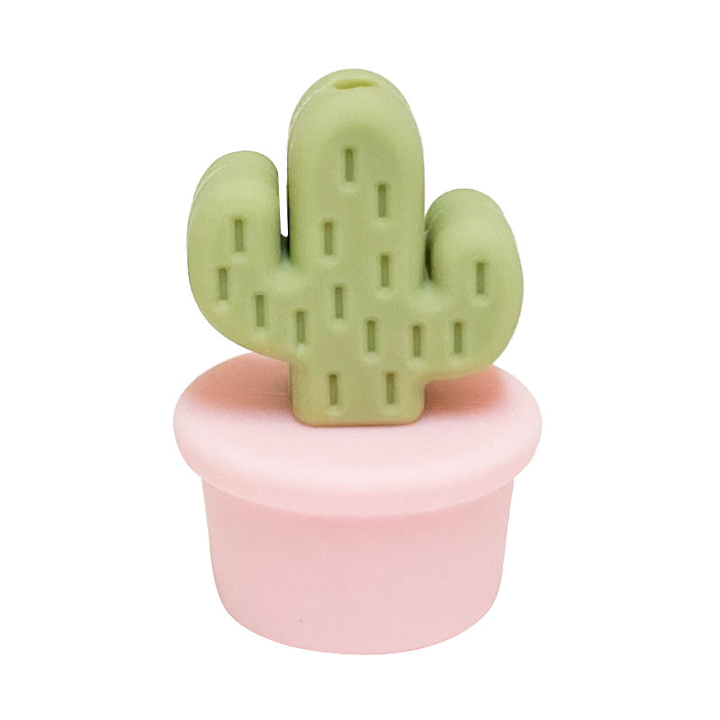 20Pcs Silicone 3D Focal Beads Flowerpot Cactus Fleshy with Colorful Pots 18