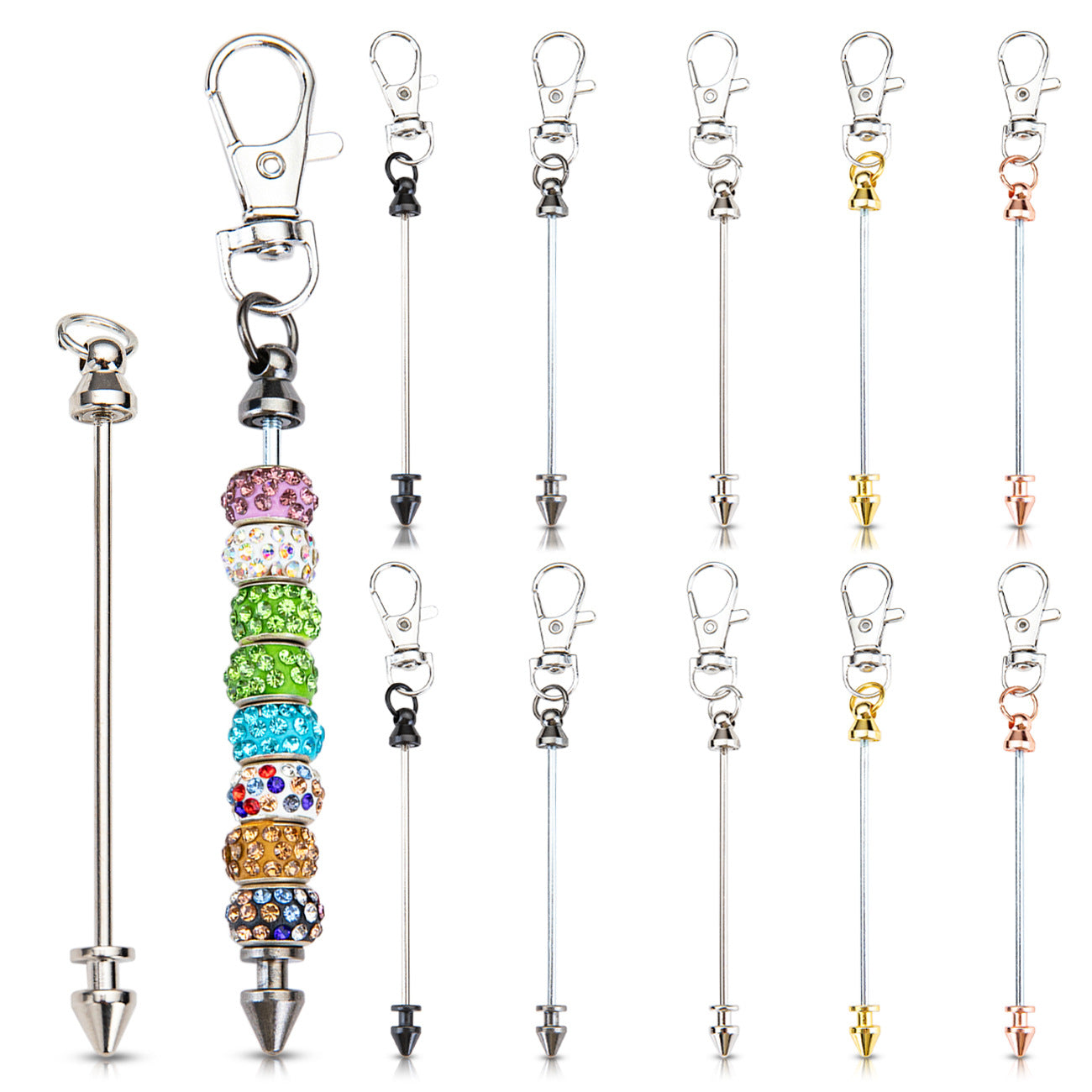 Beadable Keychain Metal Conical Bullet DIY Craft Supplies