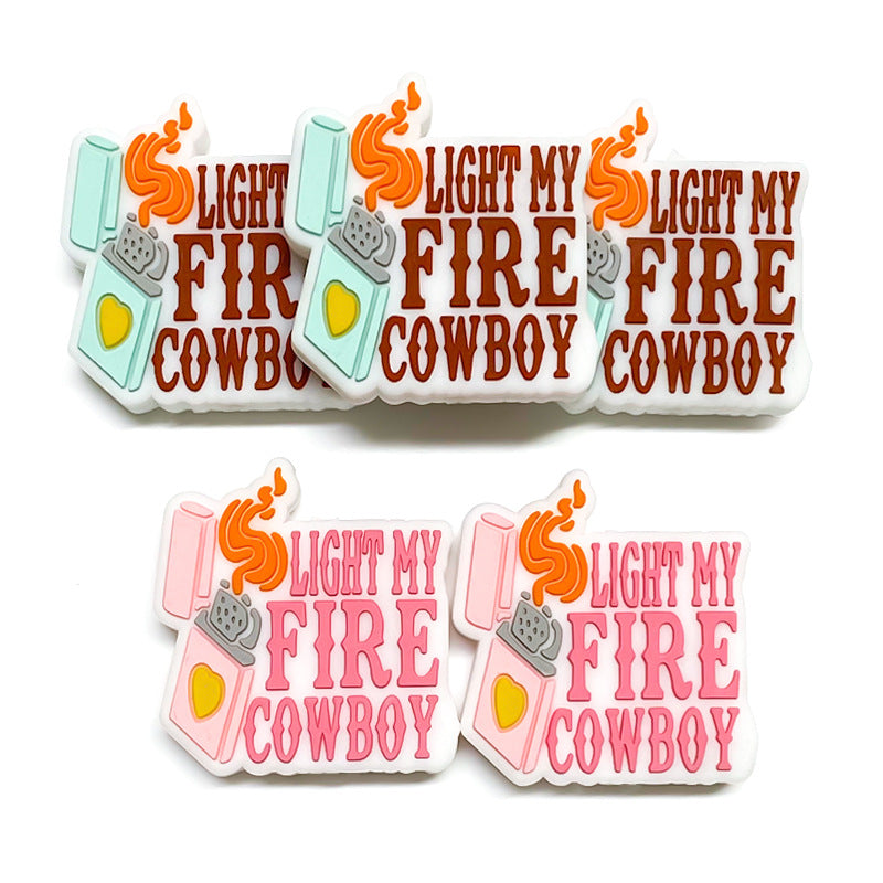 20Pcs Silicone Focal Beads Cartoon Lighter With Printed Text 3