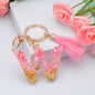 Resin Pink Tassel Letter Keychain A to Z Initial Charm 49