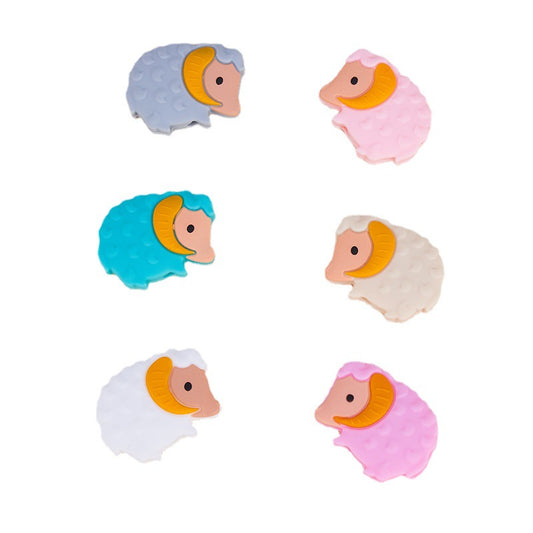 20pcs Silicone Focal Beads Sheep Side Profile with Curled Horns