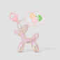 Balloon Dog PVC Keychain with Flower Charm Heart Clasp 4