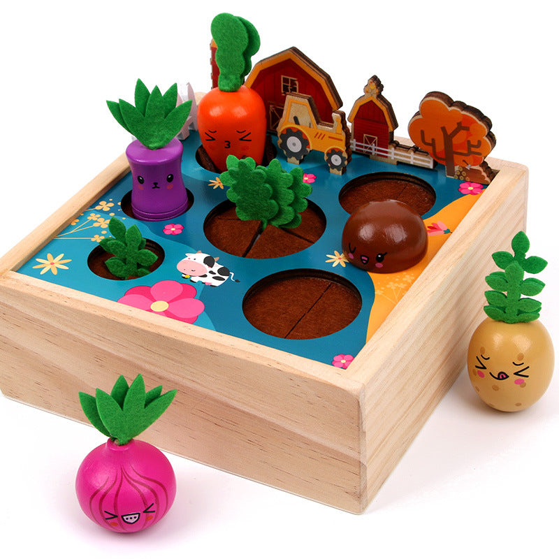 Wooden Farm Vegetable Montessori Toys Shape Sorter for Toddlers