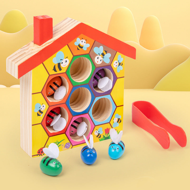 Wooden Montessori Toys Bee Catching Fine Motor Skills 20x18x4cm 4