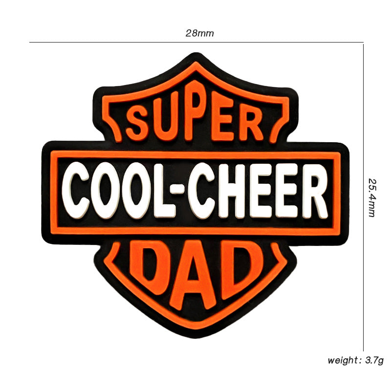 20Pcs Silicone Focal Beads Cool Cheer Shield Shape with Printed Text 2