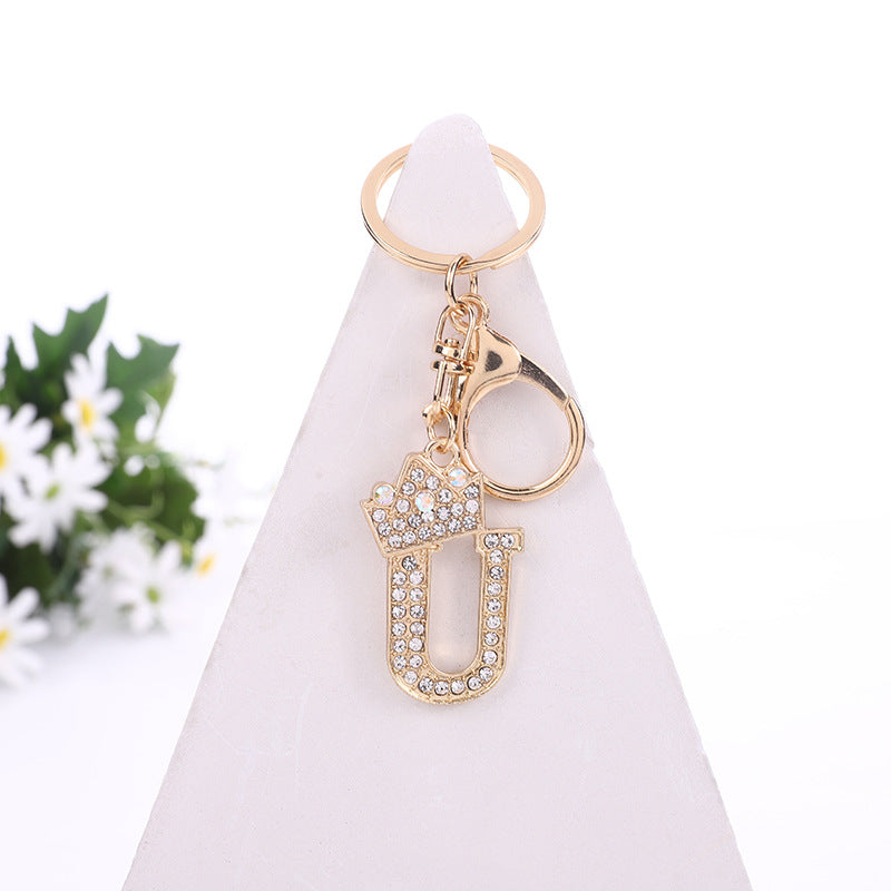 Alloy Diamond Letter Keychain Zinc Alloy Material A to Z Initial 24
