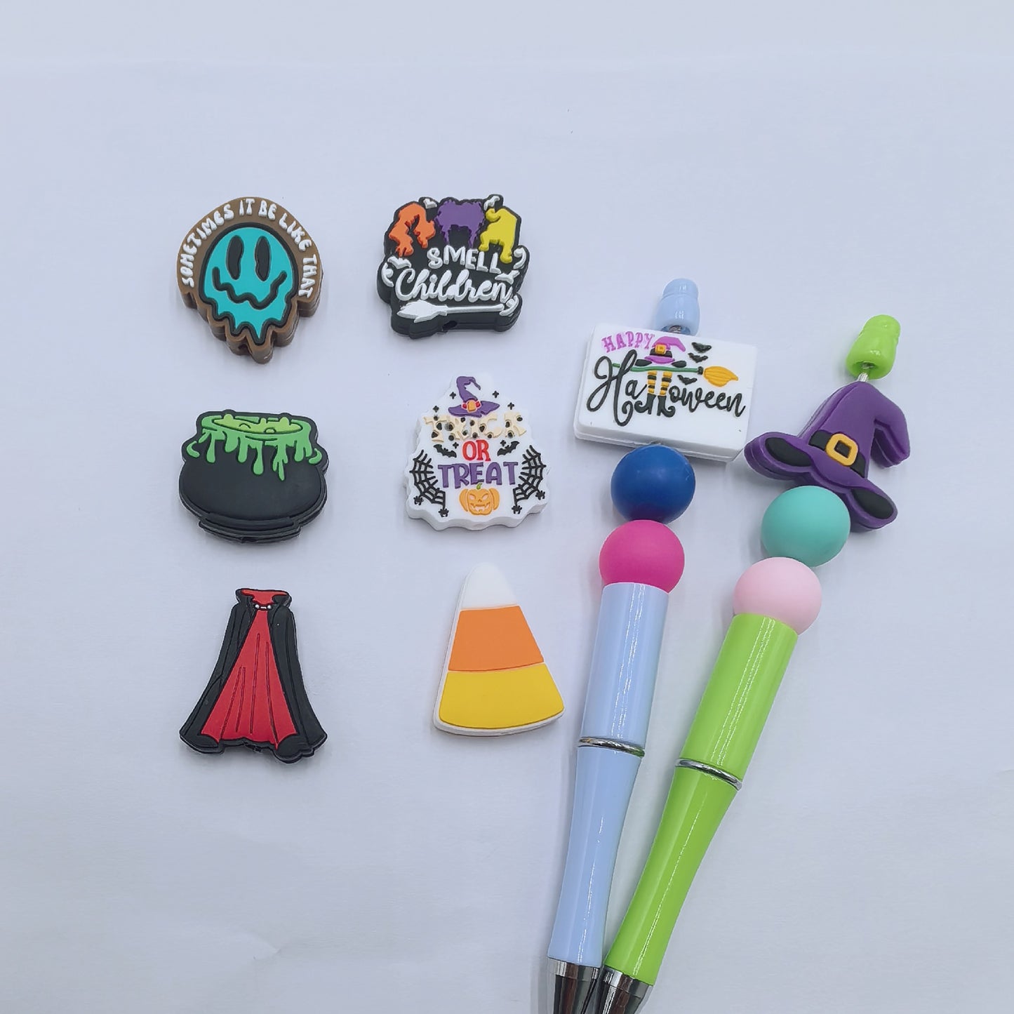 20Pcs Silicone Focal Beads Halloween Series Assorted Designs