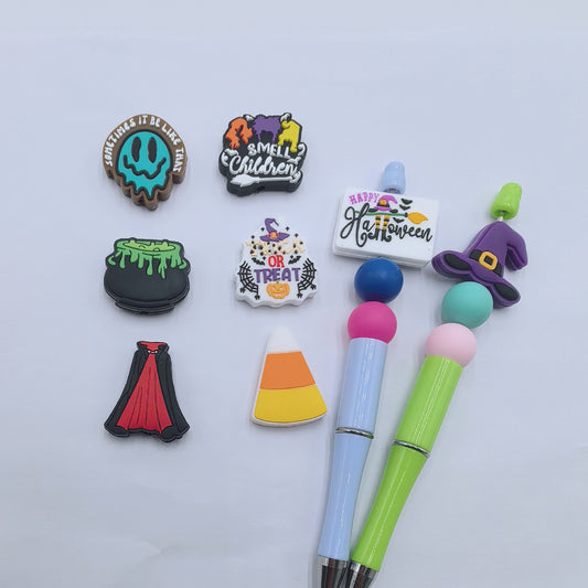 20Pcs Silicone Focal Beads Halloween Series Assorted Designs