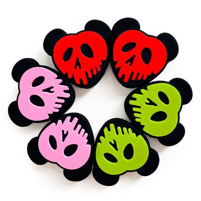 20Pcs Silicone Focal Beads Poison Apple Skull Face Design 4