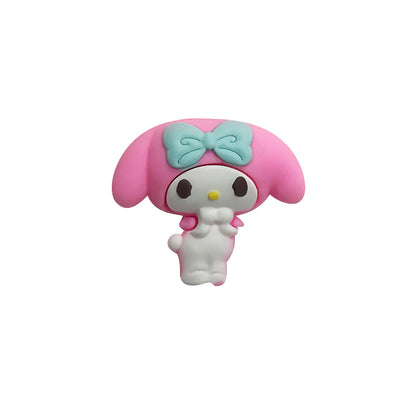 Silicone 3D Focal Beads White Rabbit Pink Hood and Yellow Pudding Dog Holding Cat 10