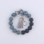 Leopard Print Tassel Silicone Bead Wristlet Keychain Charm 6