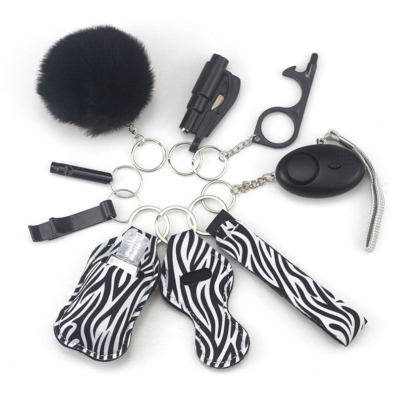Outdoor Self Defense Alarm Whistle Pompom Keychain 10 Pack 36