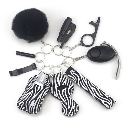 Outdoor Self Defense Alarm Whistle Pompom Keychain 10 Pack 36