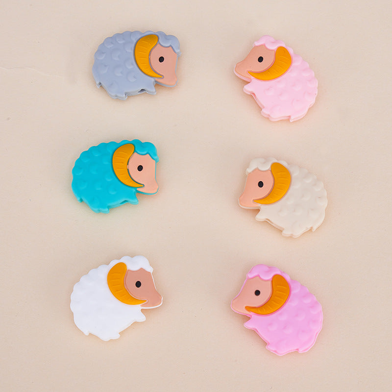 20pcs Silicone Focal Beads Sheep Side Profile with Curled Horns 5