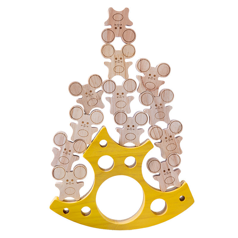 Wooden Mouse and Cheese Blocks Montessori Toys for Toddlers