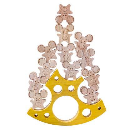 Wooden Mouse and Cheese Blocks Montessori Toys for Toddlers