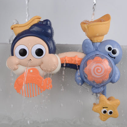 Plastic Marble Run Bath Toy Suction Cup Spinner Water Toy Set 2