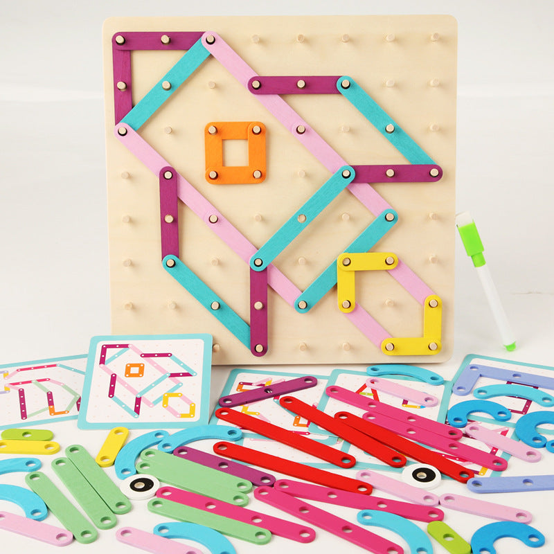Wooden Pegboard Puzzle Montessori Toys Educational Toy 27.5cm 3