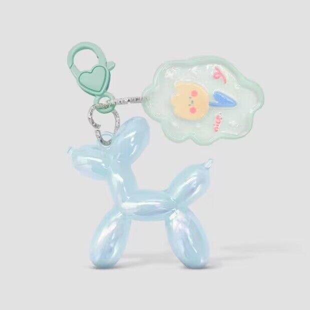 Balloon Dog PVC Keychain with Flower Charm Heart Clasp 2