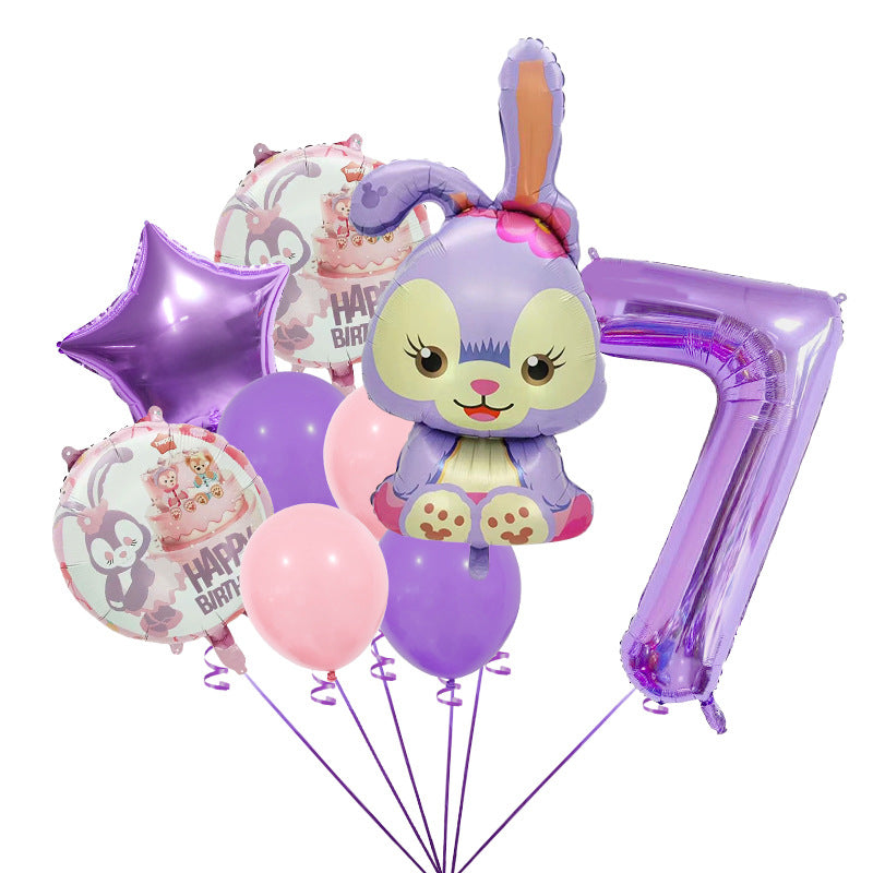 StellaLou Bunny Foil Balloon Birthday Party Decoration Set 12