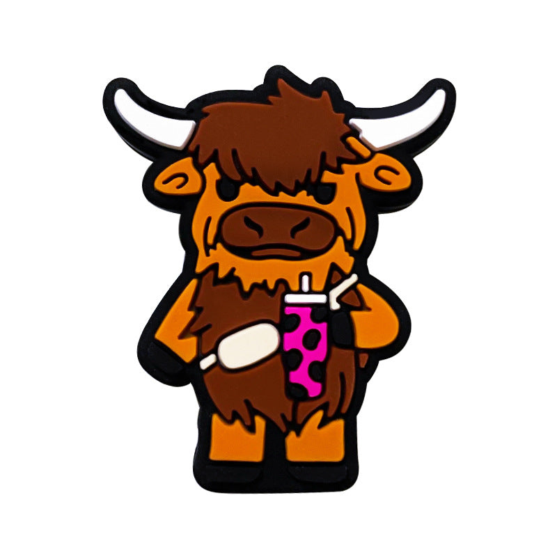 20Pcs Silicone Focal Beads Bison Bull Holding Coffee Cup 4