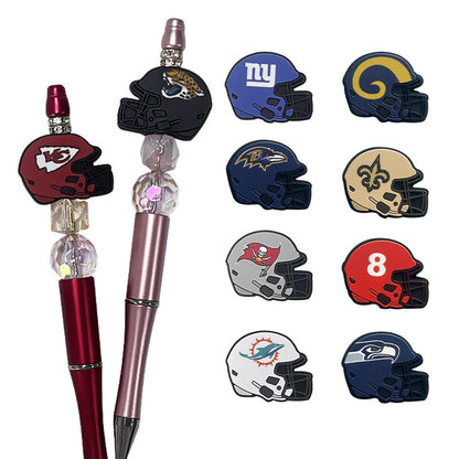 20pcs Silicone Focal Beads Football Helmet Printed Design 3