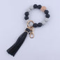 Leather Tassel Octagonal Silicone Bead Wristlet Keychain 11