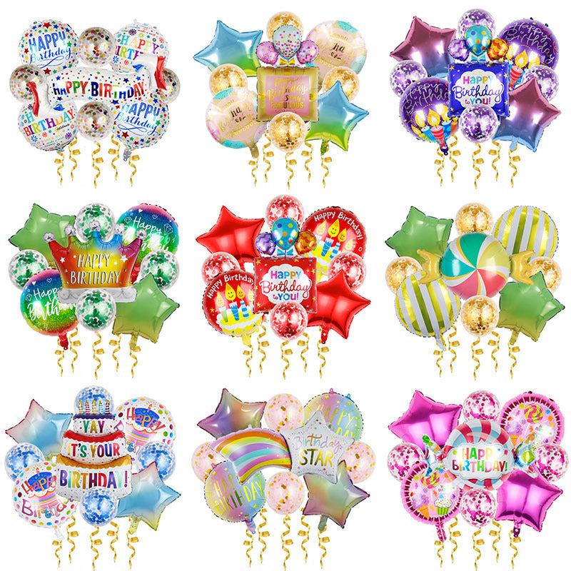 Birthday Crown Foil Balloon Set Party Decoration 9pcs