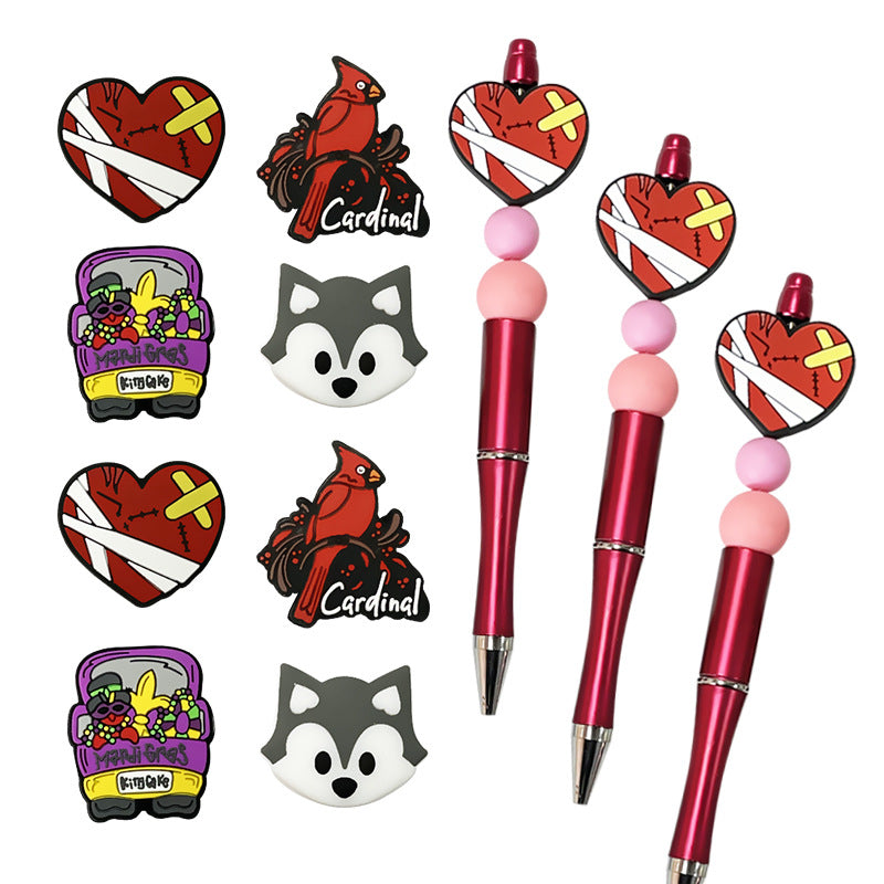 20Pcs Silicone Focal Beads Cartoon Animals Mixed Designs