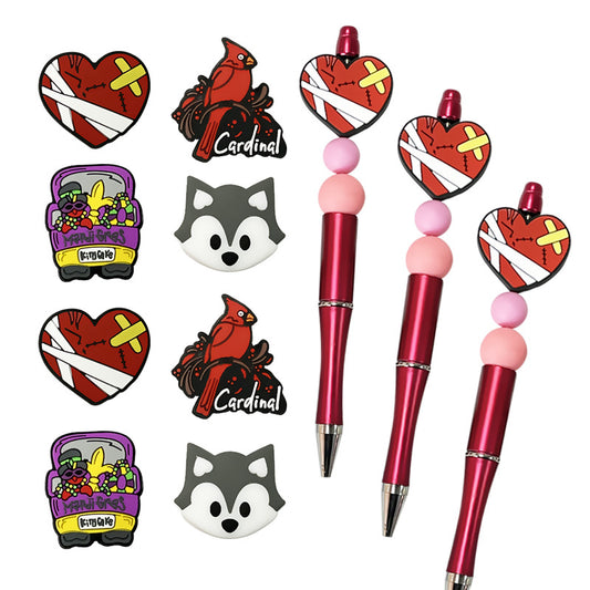 20Pcs Silicone Focal Beads Cartoon Animals Mixed Designs