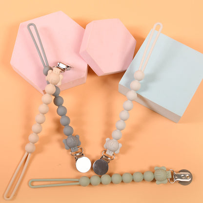Silicone Baby Teether Pacifier Clip Chain with Stainless Steel Clip 5