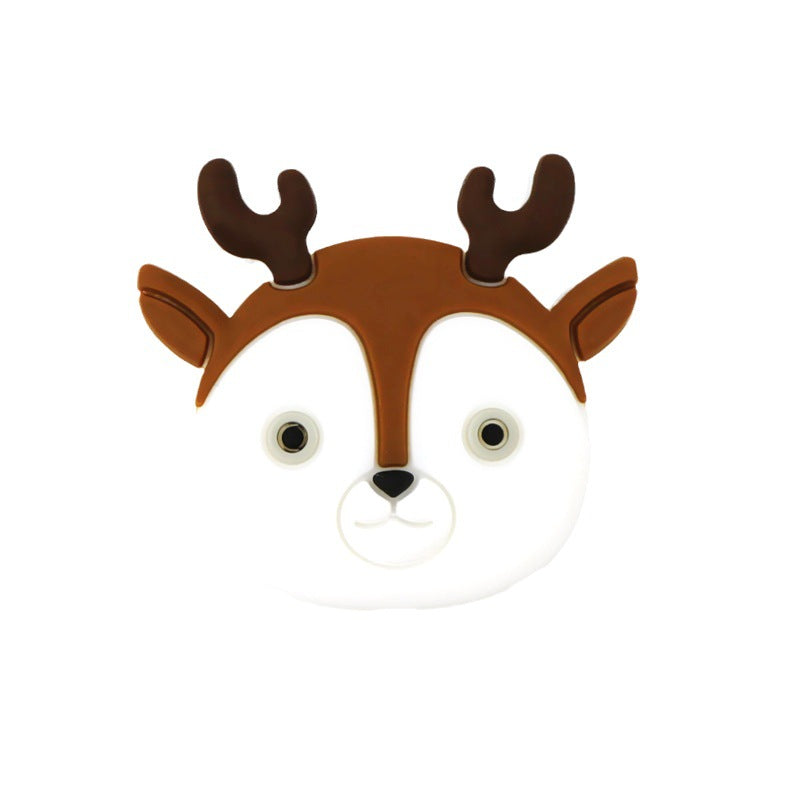 Silicone Focal Beads Cartoon Colorful Deer with Antlers 5