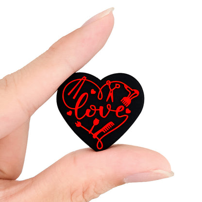 20Pcs Silicone Focal Beads Love Hair Salon Heart Shape with Hair Tool Design 5