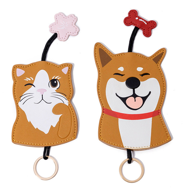 Leather Dog Cat Keychain Cute Pet Charm Accessory