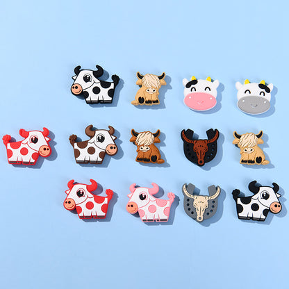 20pcs Silicone Focal Beads Highland Cow Cartoon Design 3