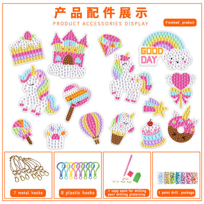 Diamond Painting Kit Make Your Own Gem Keychains Unicorn 15pcs 3