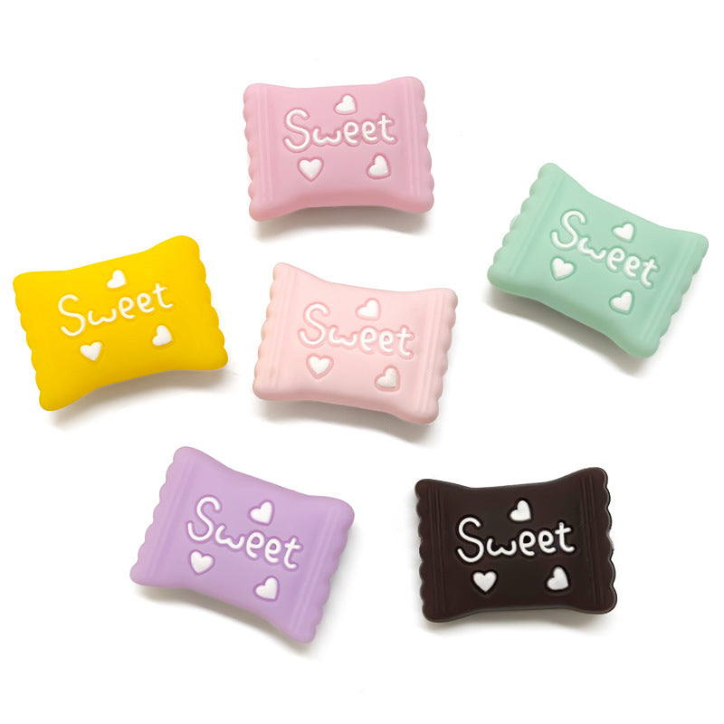 20Pcs Silicone 3D Focal Beads Color Candy Macaron With Sweet Text