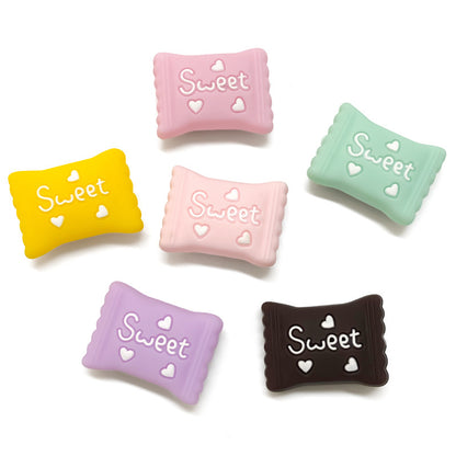20Pcs Silicone 3D Focal Beads Color Candy Macaron With Sweet Text