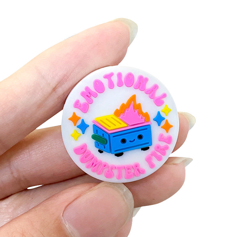 20pcs Silicone Focal Beads Cartoon Image of Firebox Round Flat Design 5