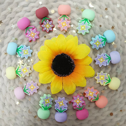 20Pcs Silicone 3D Focal Beads Colorful Potted Plant Flower Design 4
