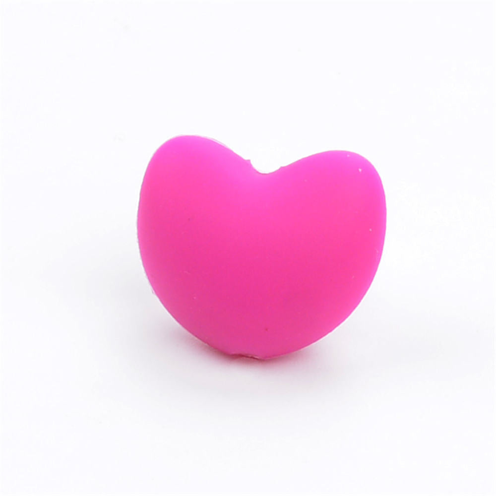 20pcs Silicone Focal Beads Heart Shaped Smooth Surface 12